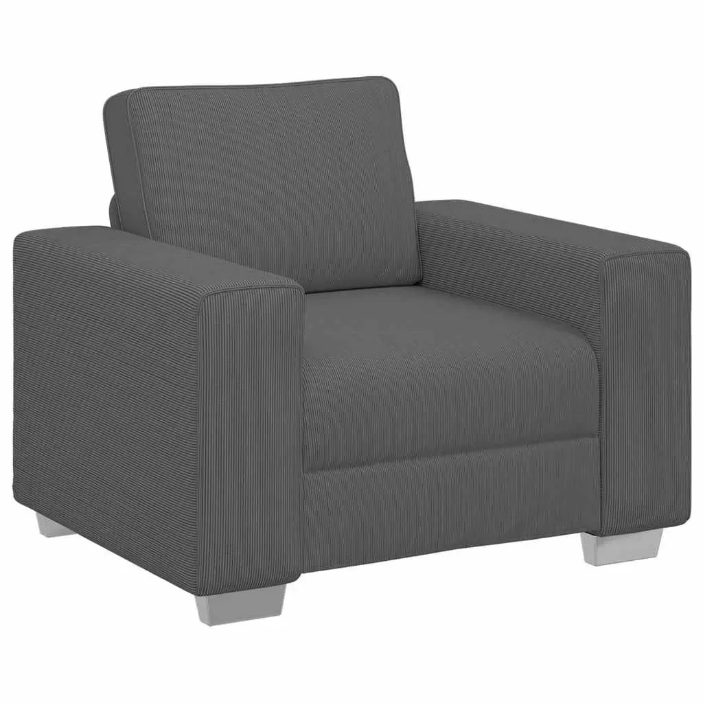 Sofa Chair Grey Corduroy Fabric Armchair Living Room Furniture 100W x 77D x 82H cm