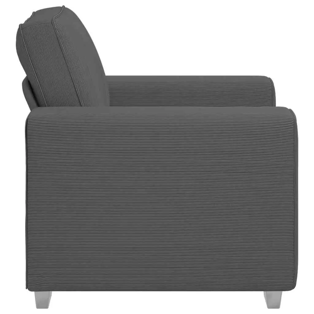 Sofa Chair Grey Corduroy Fabric Armchair Living Room Furniture 100W x 77D x 82H cm