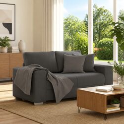 Loveseat Sofa Grey Corduroy Fabric Comfortable Seating Living Room Furniture