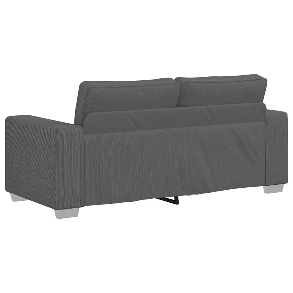 Loveseat Sofa Grey Corduroy 180x77x82cm Comfortable Padded Seating Relaxation