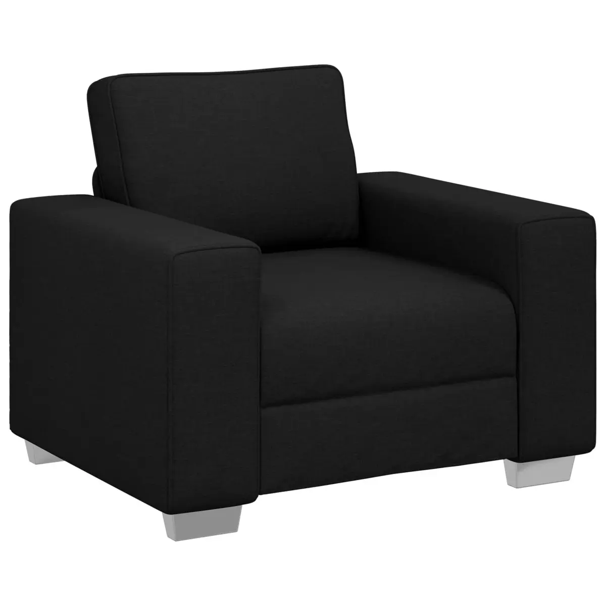 Fabric Sofa Chair Black 100cm Modern Lounge Seating with Wide Armrests