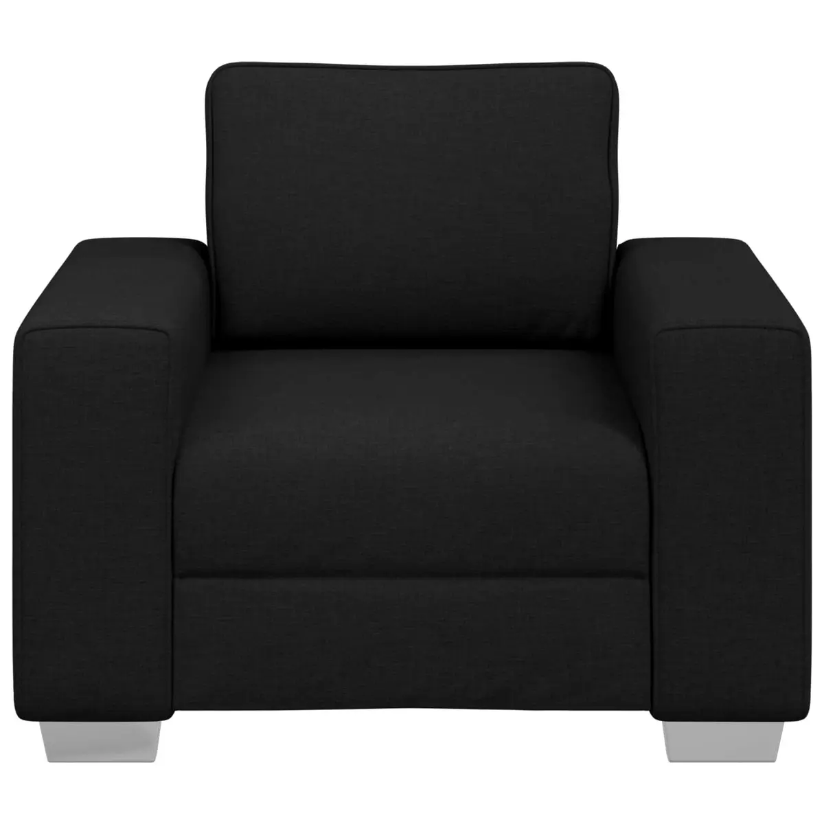 Fabric Sofa Chair Black 100cm Modern Lounge Seating with Wide Armrests