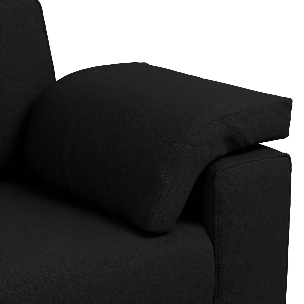 3-Seater Sofa Black 220cm Modern Living Room Couch Fabric Lounge Furniture