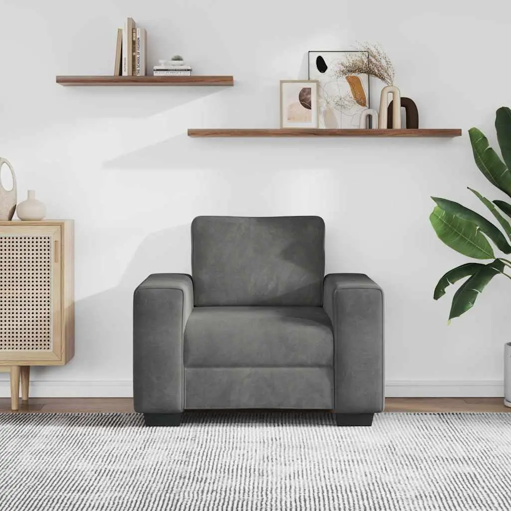 Dark Grey Velvet Sofa Chair