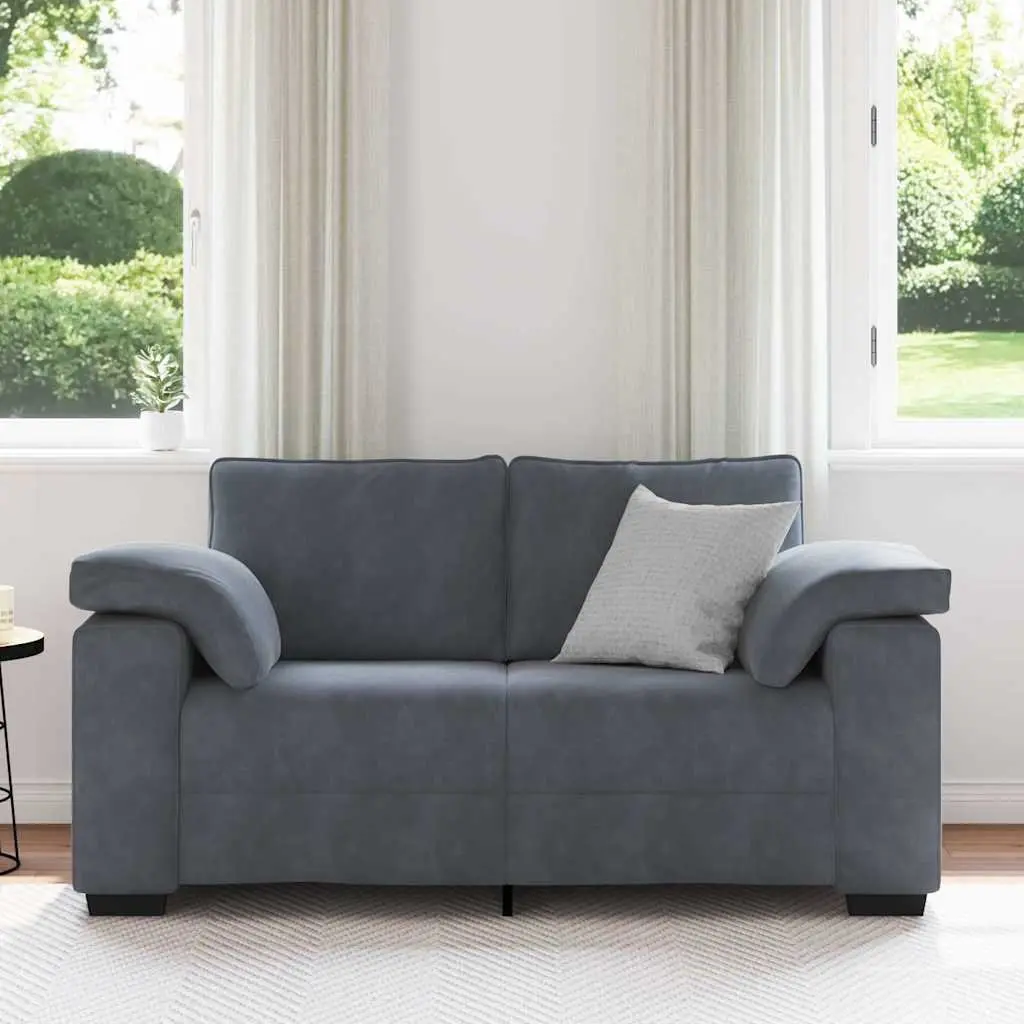 Loveseat Sofa Dark Grey Velvet 2 Seater Couch Living Room Bedroom Study