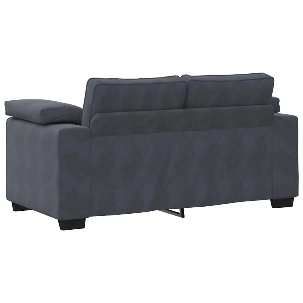Loveseat Sofa Dark Grey Velvet 2 Seater Couch Living Room Bedroom Study