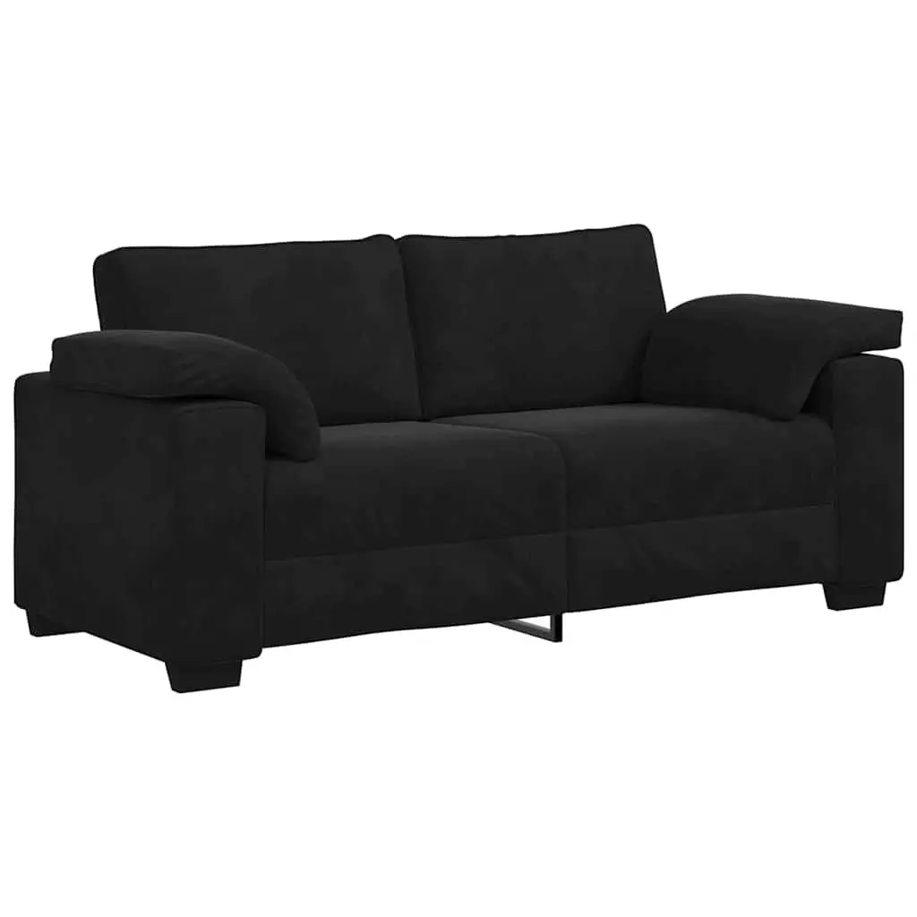 Loveseat Sofa Black Velvet 2 Seater Couch 180x77x82cm
