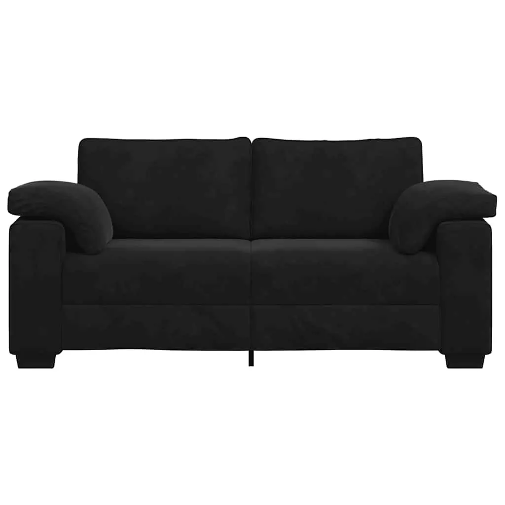 Loveseat Sofa Black Velvet 2 Seater Couch 180x77x82cm