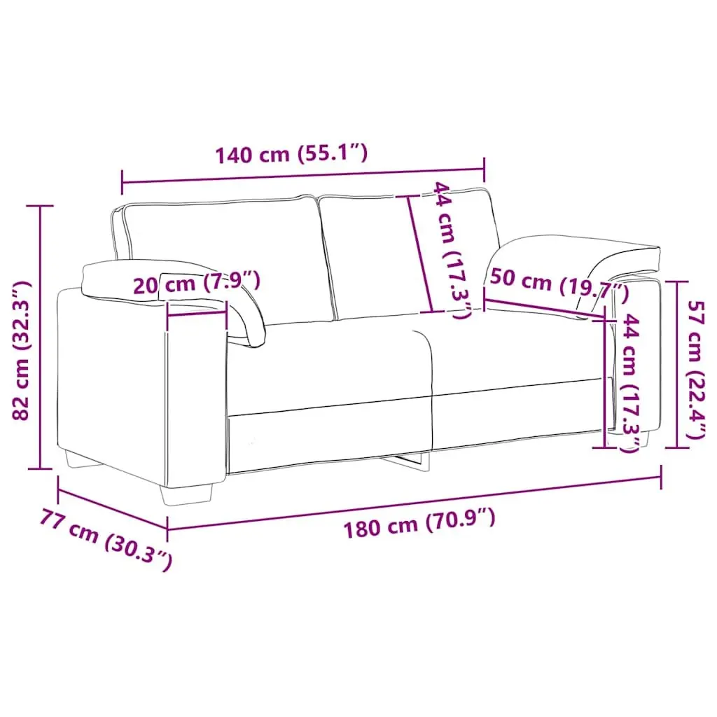 Loveseat Sofa Black Velvet 2 Seater Couch 180x77x82cm