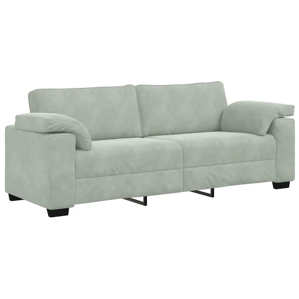 3-Seater Sofa Grey Velvet Lounge Couch 220 x 77 x 82 cm