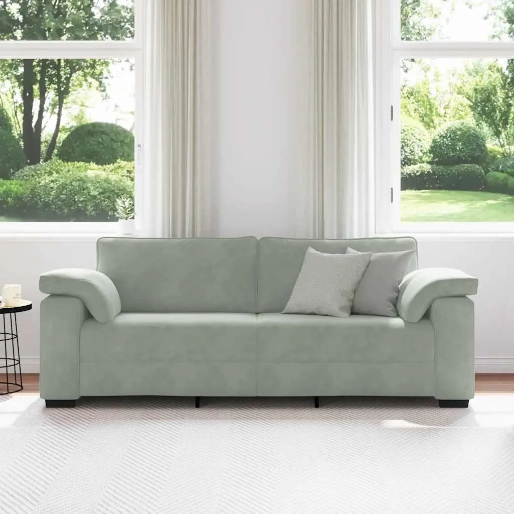 3-Seater Sofa Grey Velvet Lounge Couch 220 x 77 x 82 cm