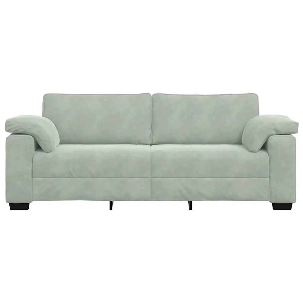 3-Seater Sofa Grey Velvet Lounge Couch 220 x 77 x 82 cm