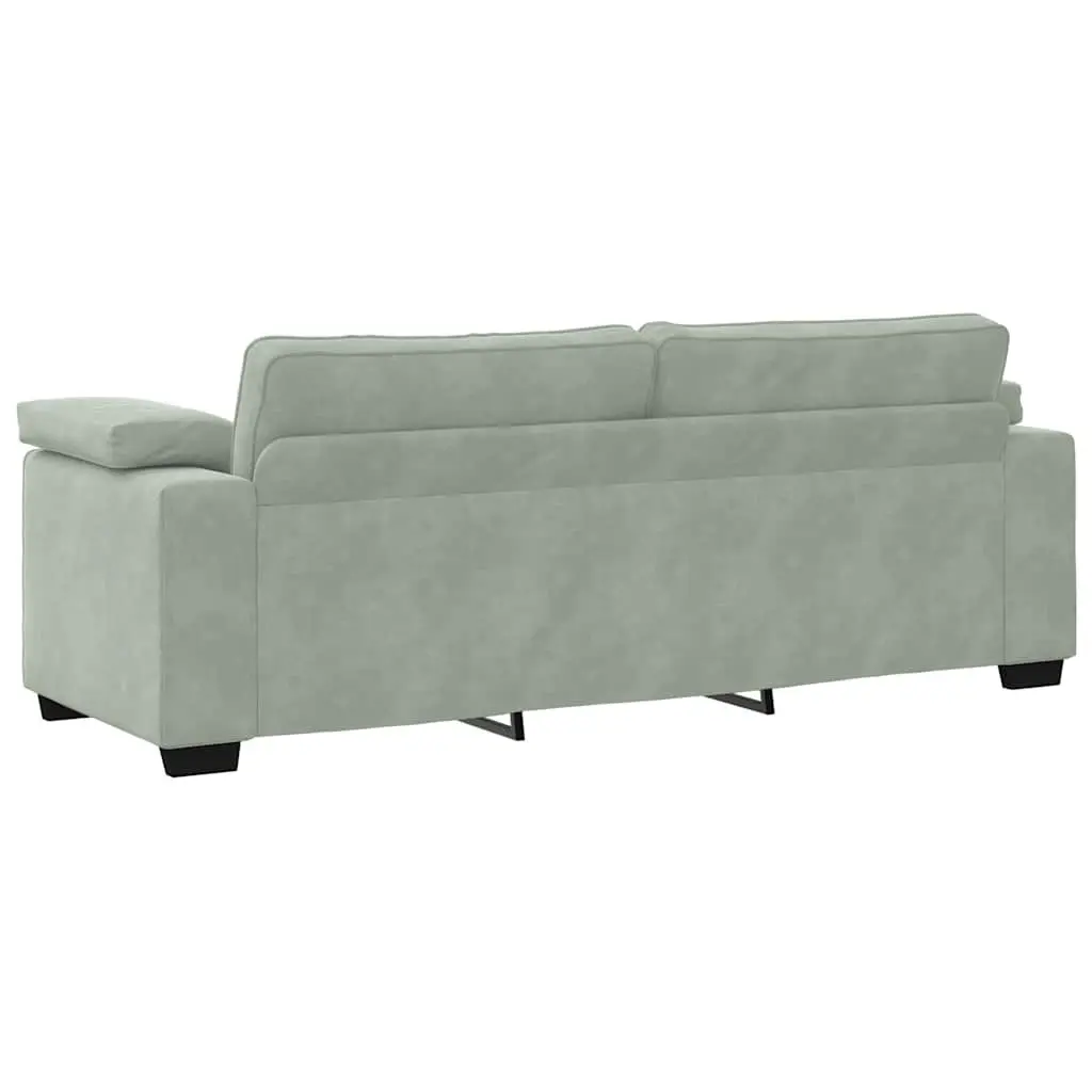 3-Seater Sofa Grey Velvet Lounge Couch 220 x 77 x 82 cm