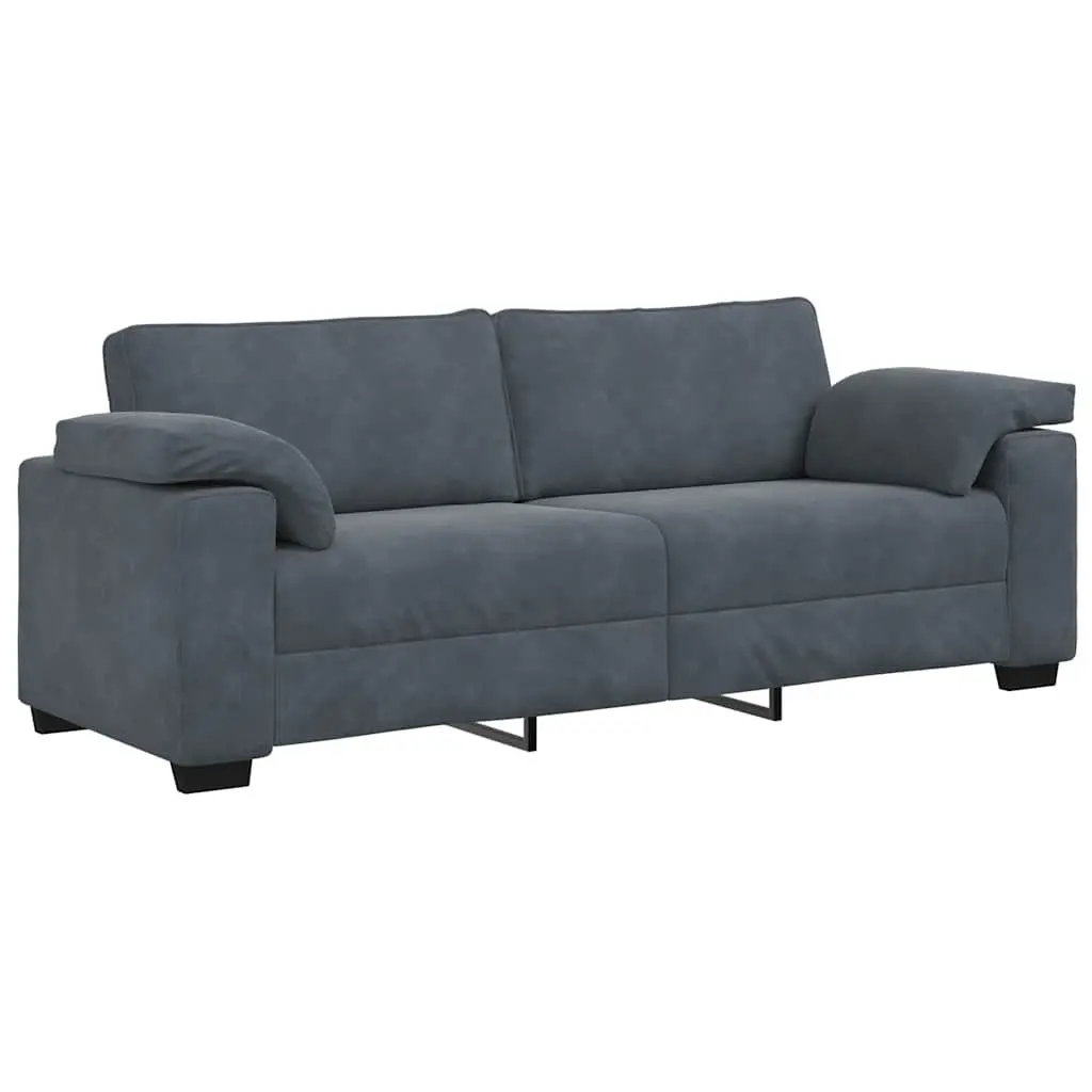 Grey Velvet 3-Seater Sofa 220x77x82cm