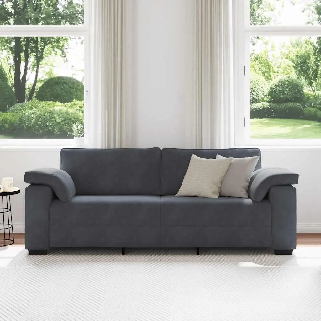 Grey Velvet 3-Seater Sofa 220x77x82cm