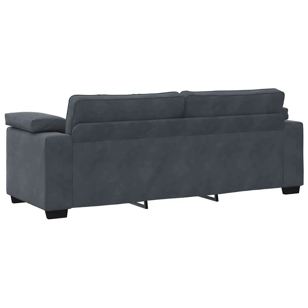 Grey Velvet 3-Seater Sofa 220x77x82cm