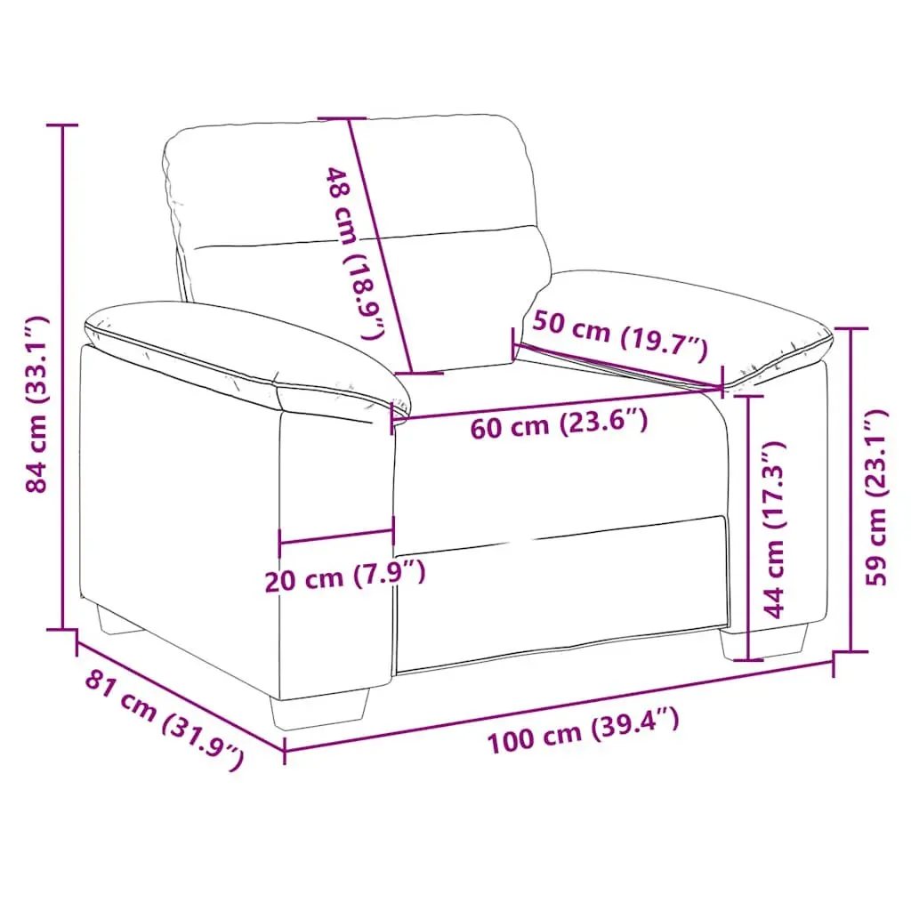 Grey Fabric Sofa Chair Lounge Armchair Living Room Bedroom Furniture 100x81x84cm