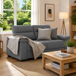 Your Cozy 2-Seater Grey Sofa Awaits You