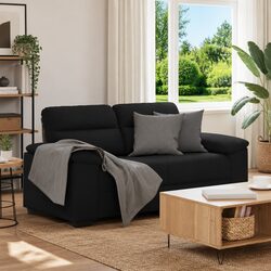 2-Seater Sofa Black Fabric Living Room Lounge Couch Armrests 160x81x84 cm