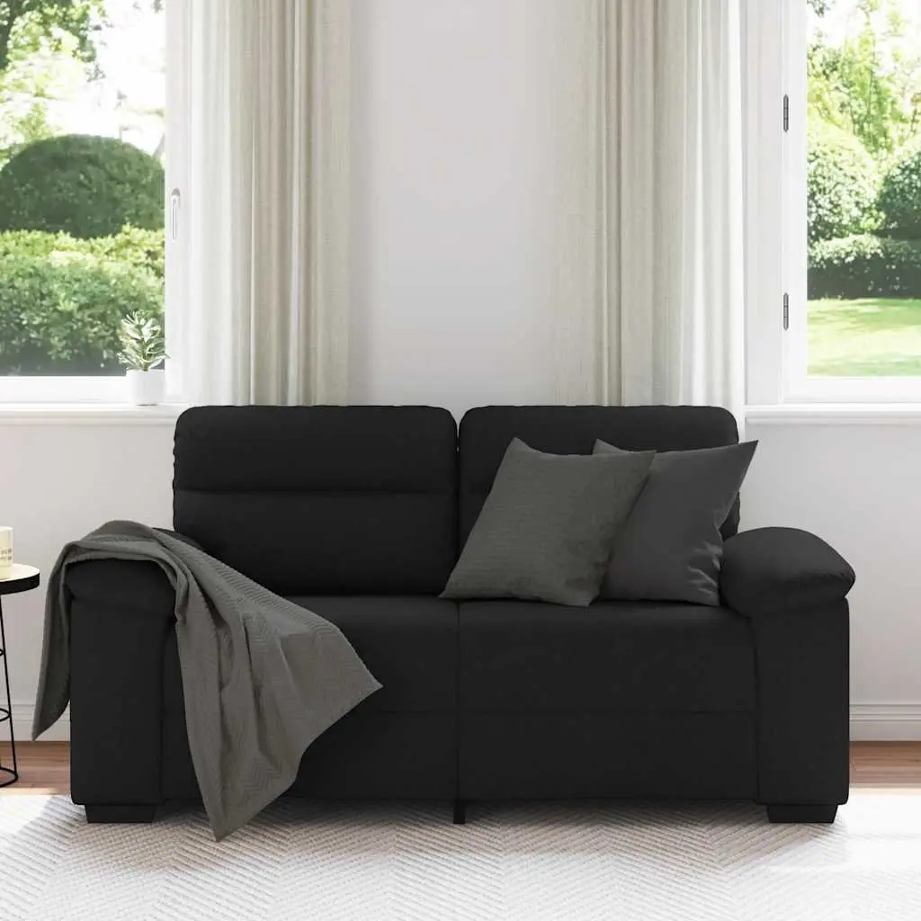 Black Fabric 2-Seater Sofa