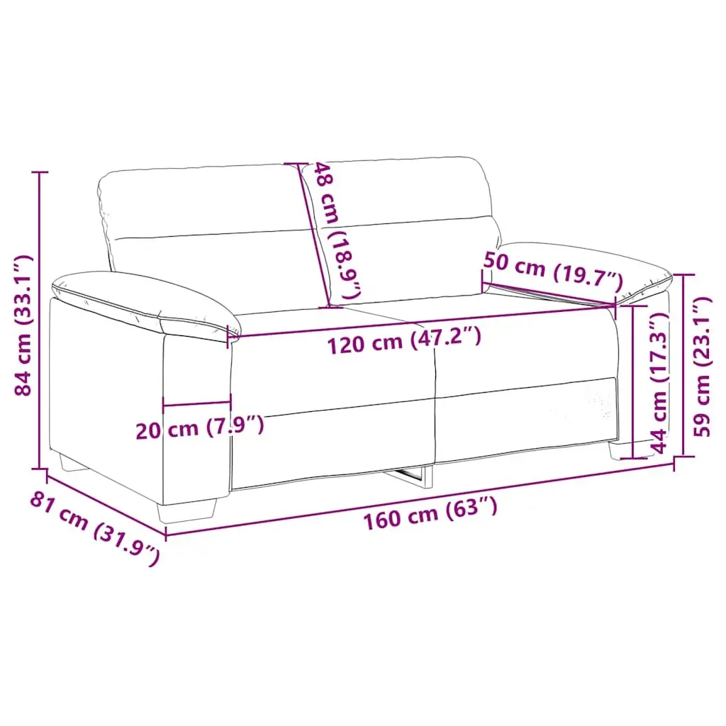 Black Fabric 2-Seater Sofa