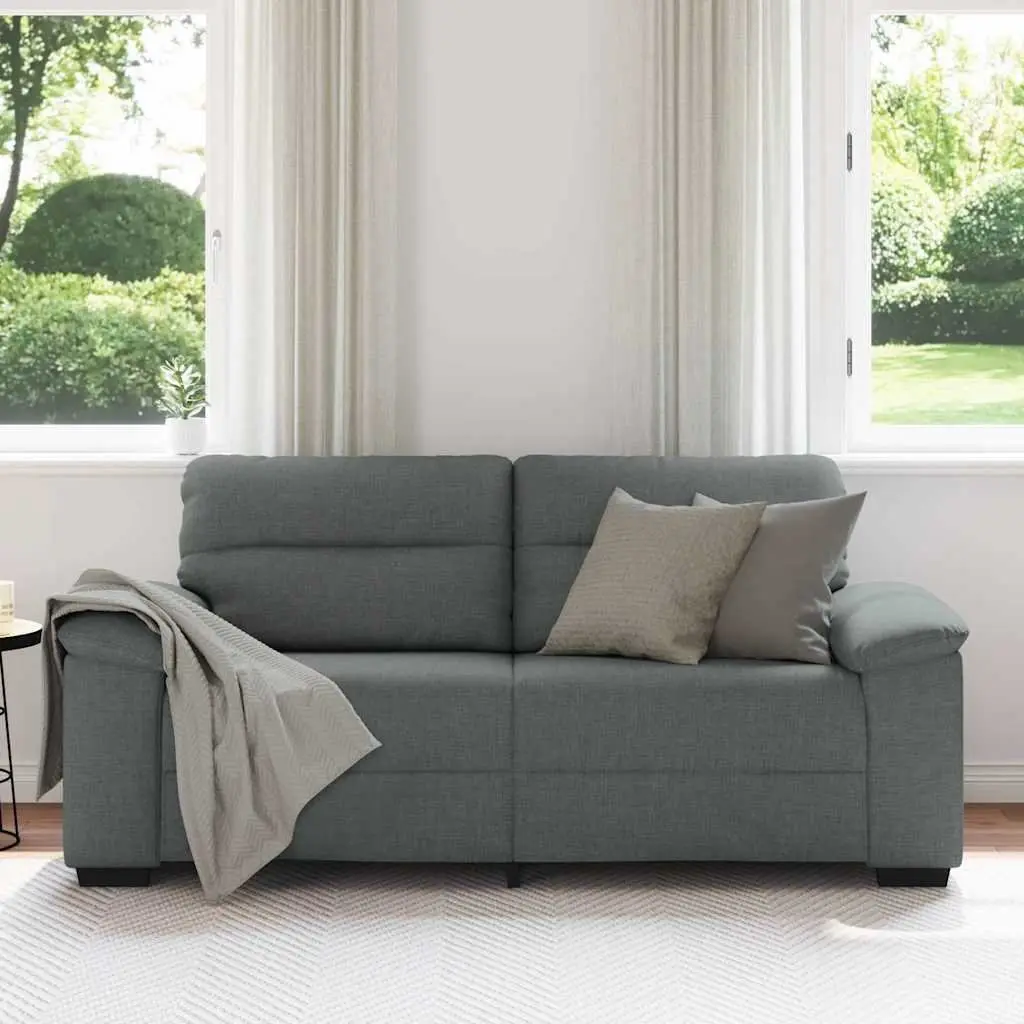 2 Seater Lounge Sofa Dark Grey Upholstered Fabric 180cm