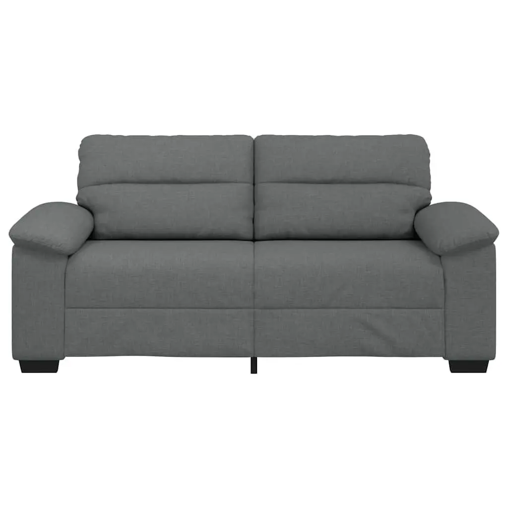 2 Seater Lounge Sofa Dark Grey Upholstered Fabric 180cm