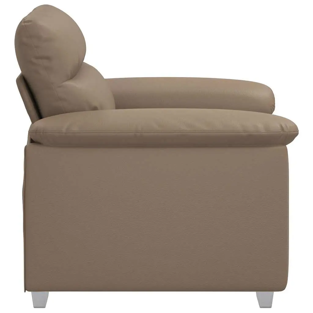 Sofa Chair Brown Faux Leather Lounge Seat Wide Armrests Thickly Padded 100 x 81 x 84 cm