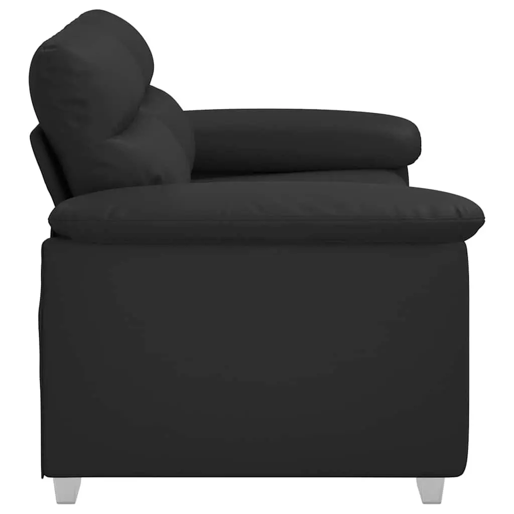 2-Seater Sofa Black Faux Leather Lounge Couch Living Room Furniture 160x81x84cm