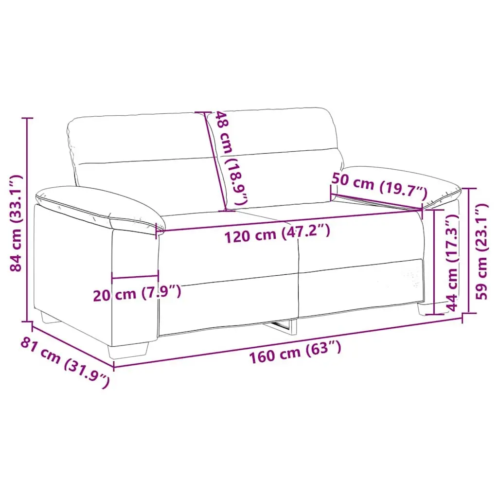 2-Seater Sofa Black Faux Leather Lounge Couch Living Room Furniture 160x81x84cm