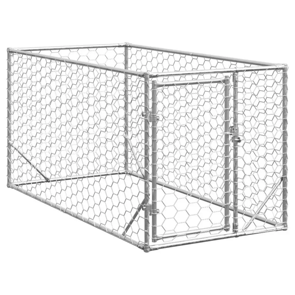 Dog Kennel Galvanised Steel Lockable Door 2x1x1m