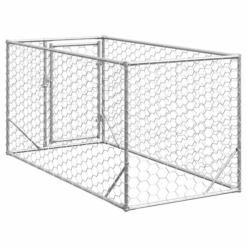 Dog Kennel Galvanised Steel Lockable Door 2x1x1m