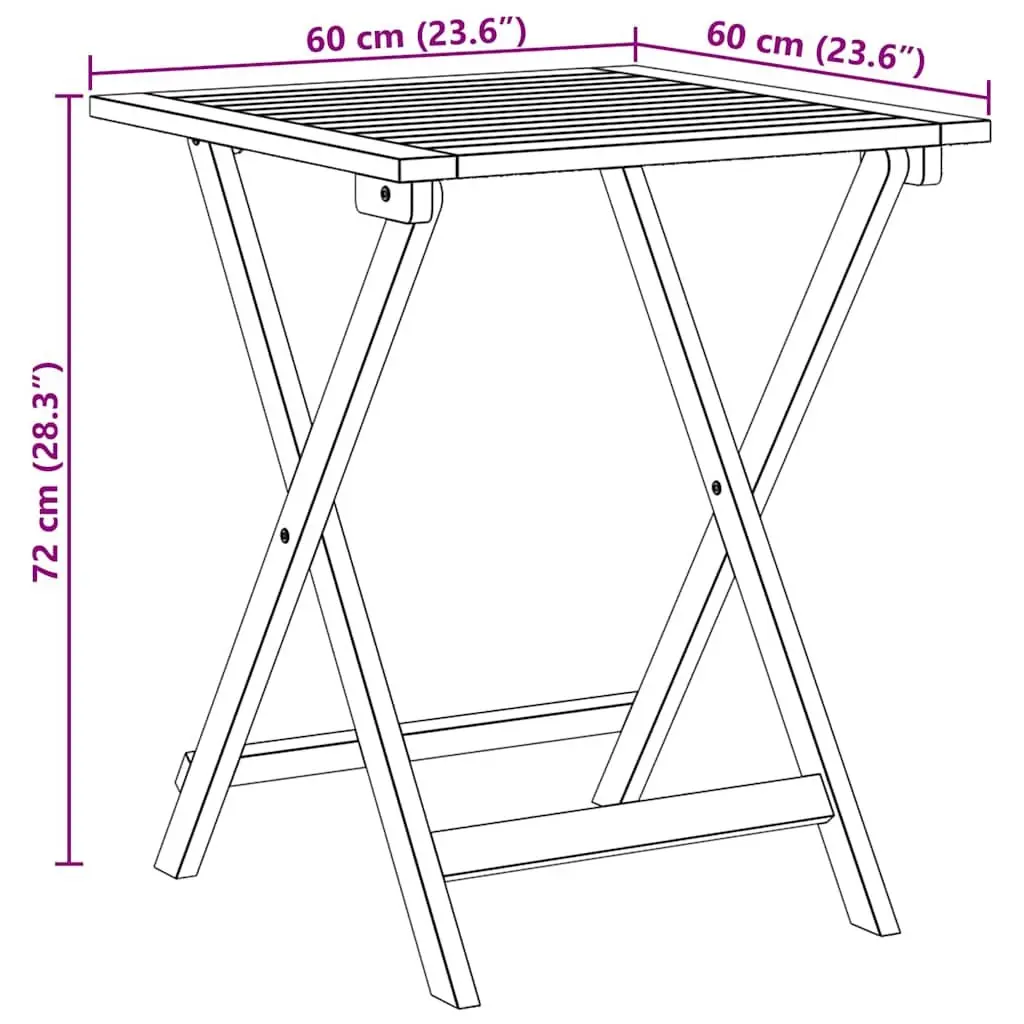 Folding Garden Table Portable Acacia Wood Natural 60x60x72cm