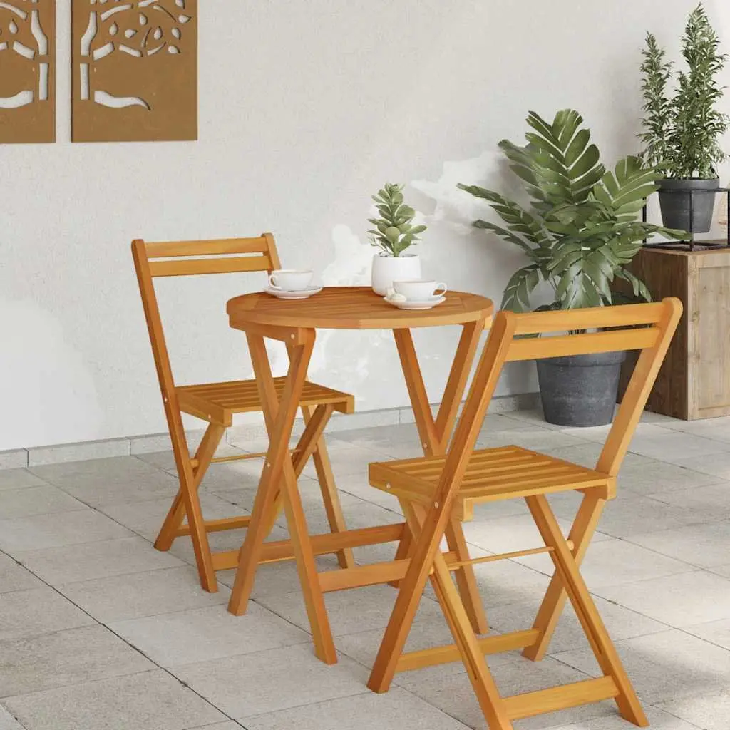 Folding Garden Table Outdoor Patio Dining Solid Acacia Wood 60x60x72cm Brown