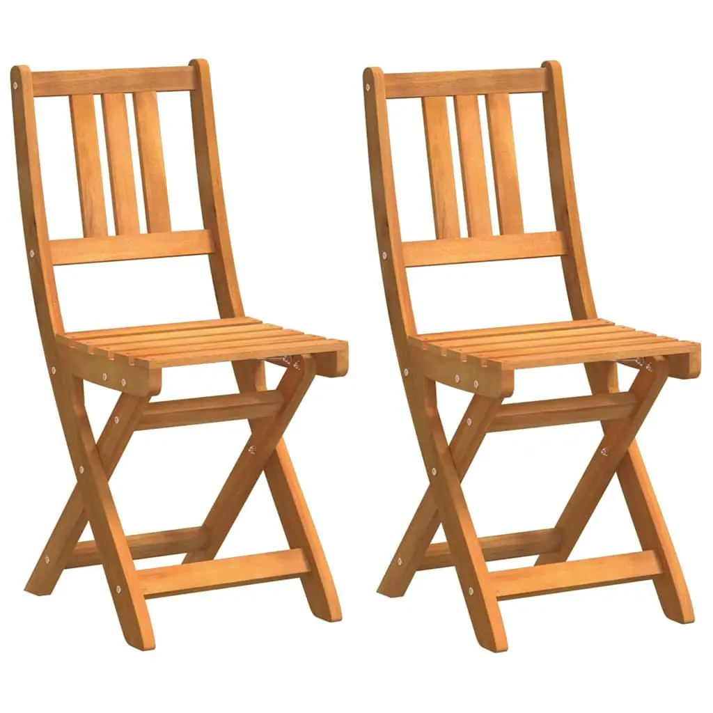 Outdoor Bistro Chairs Foldable Solid Wood Garden Patio Seating Set 2 pcs Brown