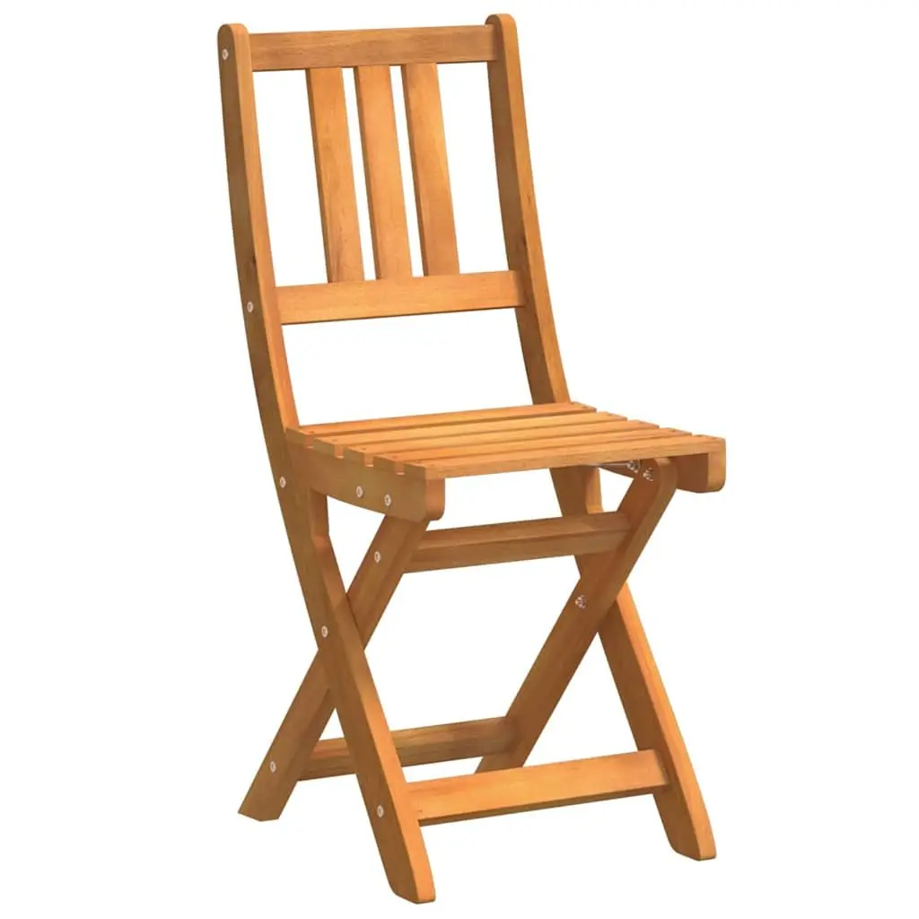 Outdoor Bistro Chairs Foldable Solid Wood Garden Patio Seating Set 2 pcs Brown