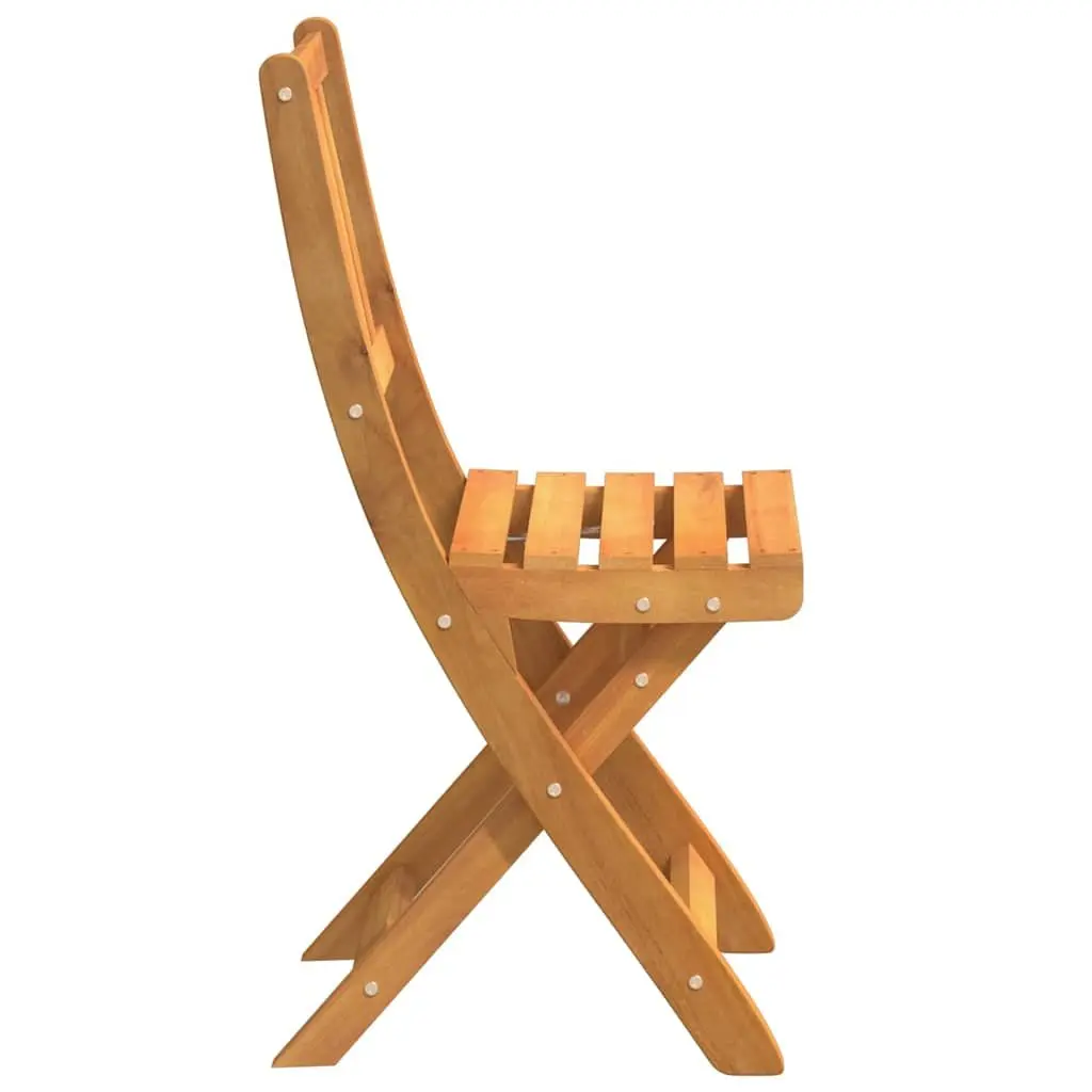 Outdoor Bistro Chairs Foldable Solid Wood Garden Patio Seating Set 2 pcs Brown