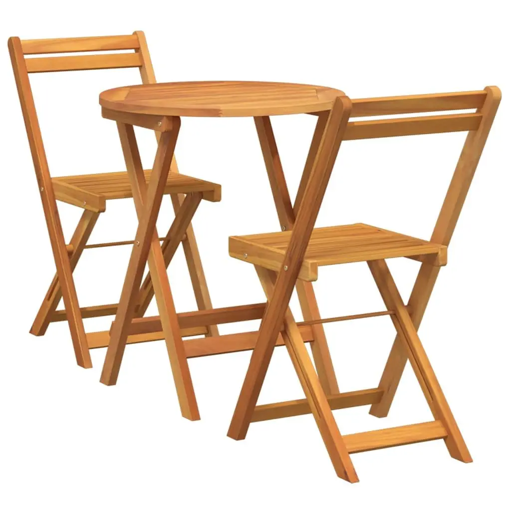 Garden Dining Set Modern Minimalist 3 Piece Acacia Wood Outdoor Table Chairs