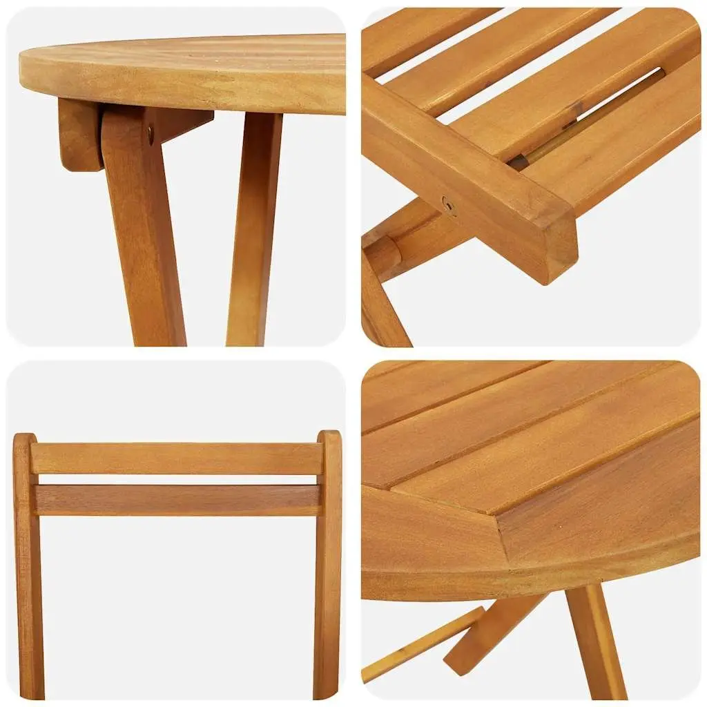 Garden Dining Set Modern Minimalist 3 Piece Acacia Wood Outdoor Table Chairs