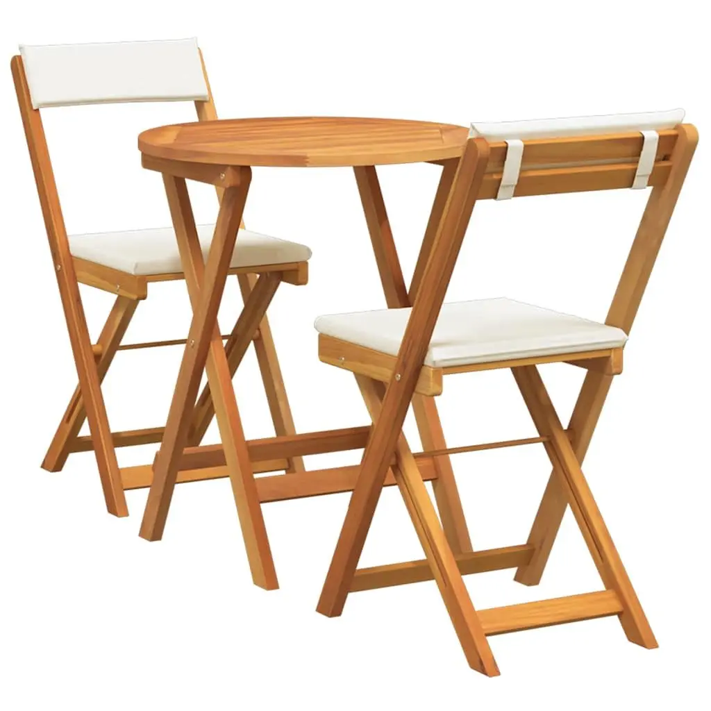 Garden Dining Set Modern Minimalist 3 Piece Acacia Wood Outdoor Table Chairs Brown