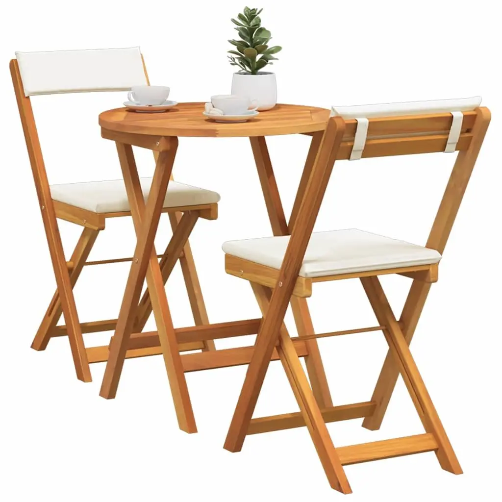 Garden Dining Set Modern Minimalist 3 Piece Acacia Wood Outdoor Table Chairs Brown