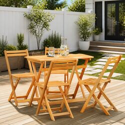 Chic 5-Piece Outdoor Bistro Set with Foldable Chairs