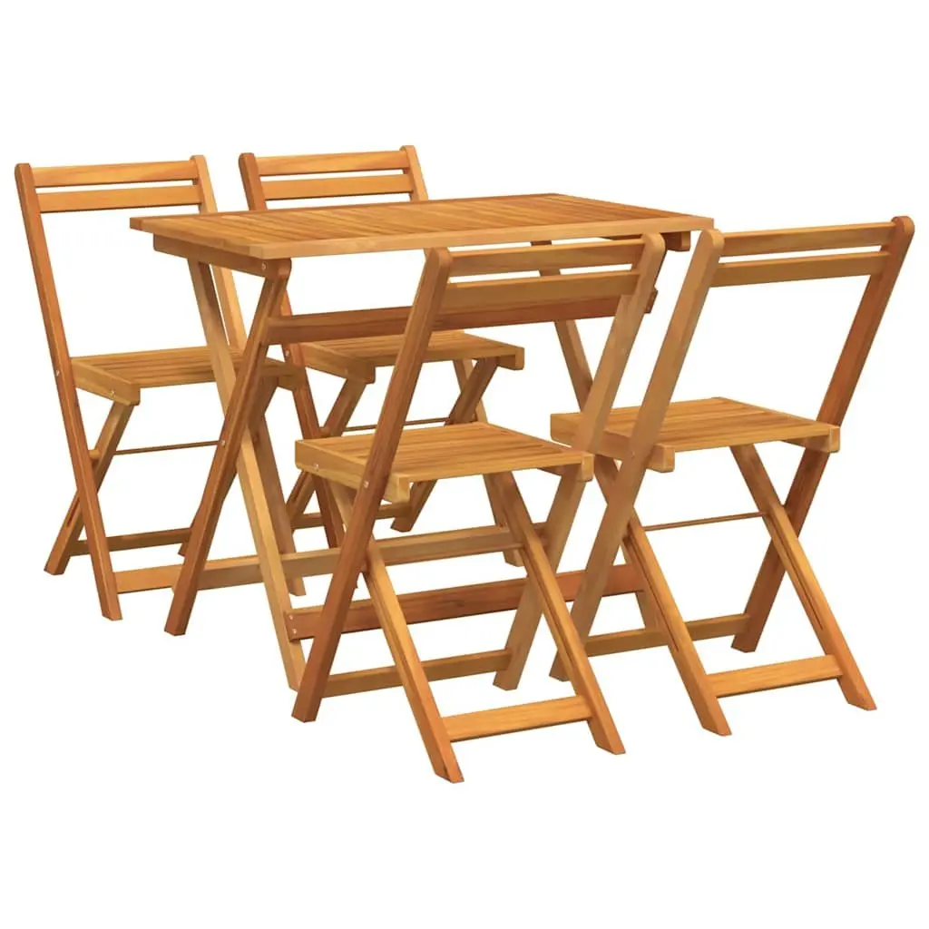 5-Piece Outdoor Bistro Set with Foldable Chairs