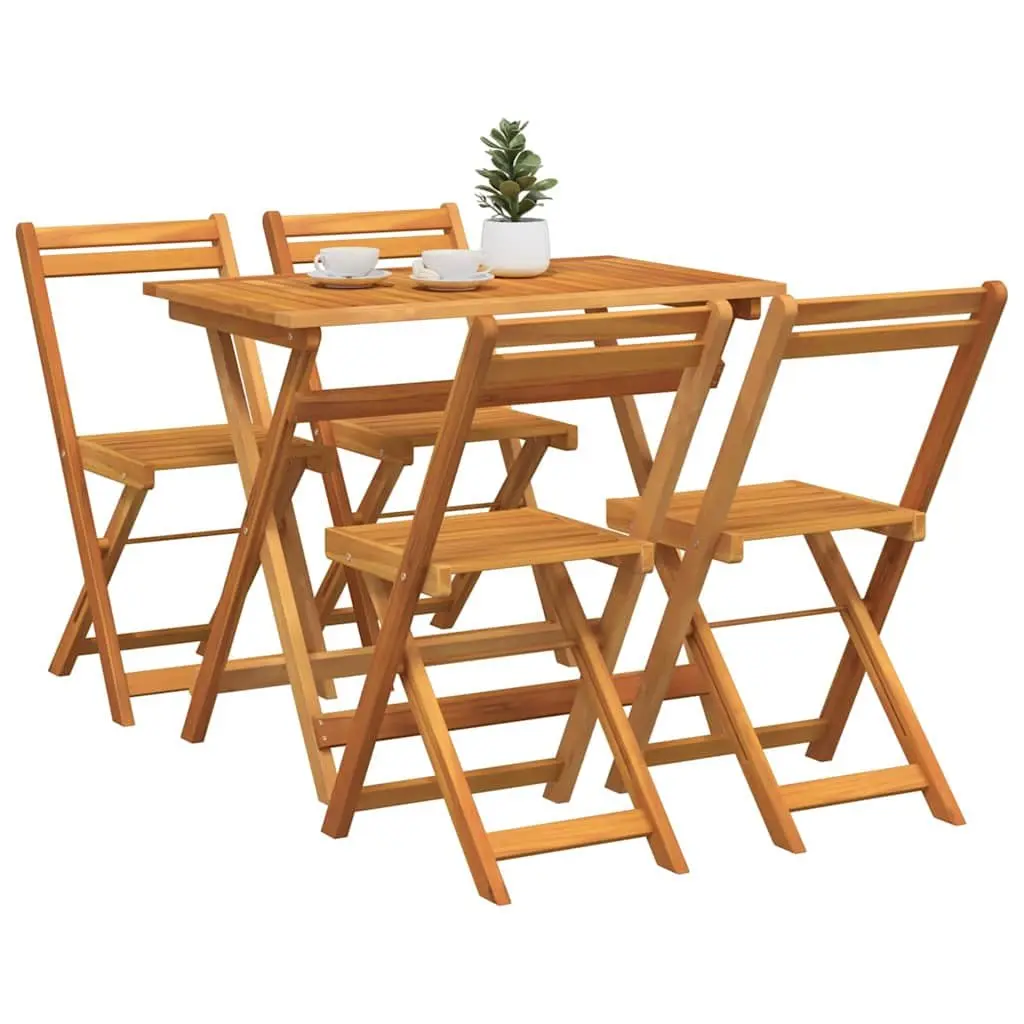 5-Piece Outdoor Bistro Set with Foldable Chairs