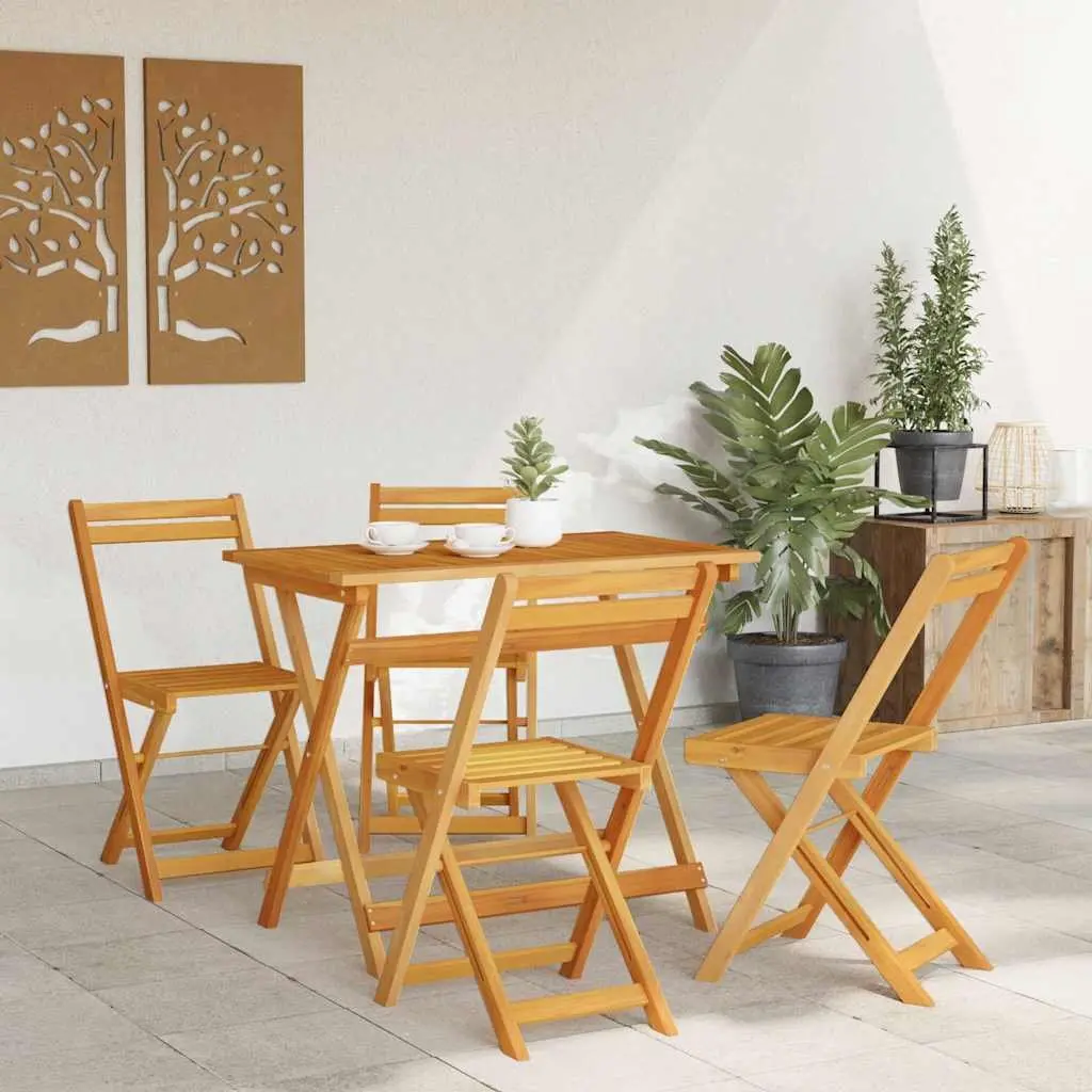 5-Piece Outdoor Bistro Set with Foldable Chairs