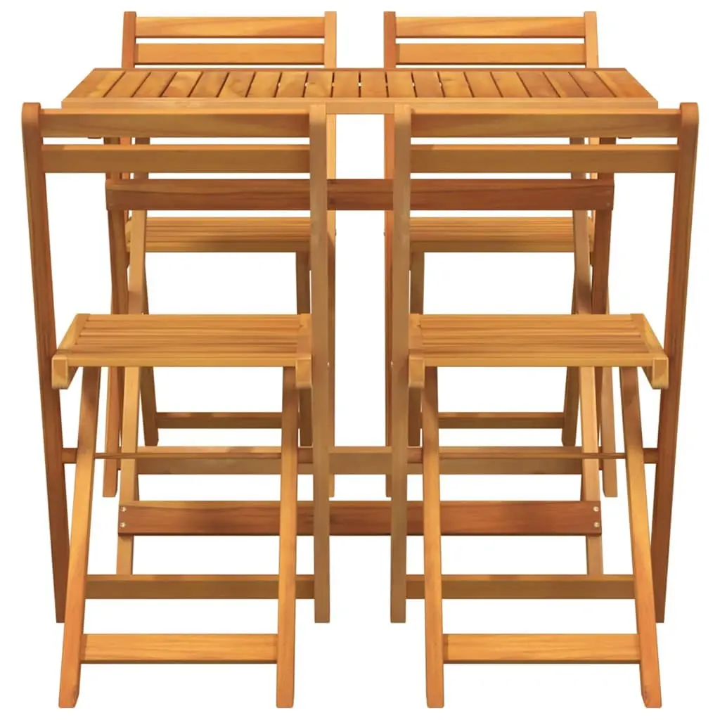 5-Piece Outdoor Bistro Set with Foldable Chairs