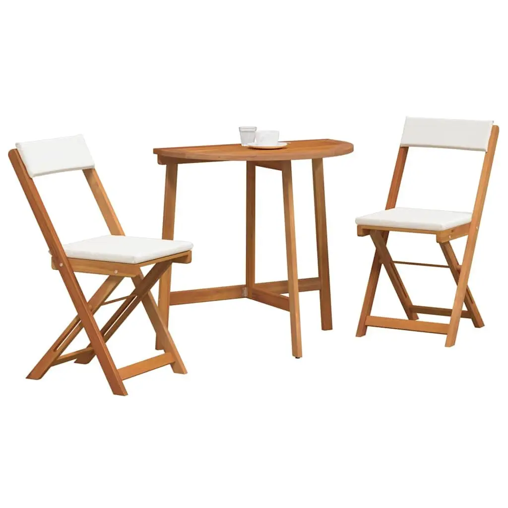Bistro Set 3 Pcs Outdoor Garden Patio Furniture with Cushions Foldable Chairs