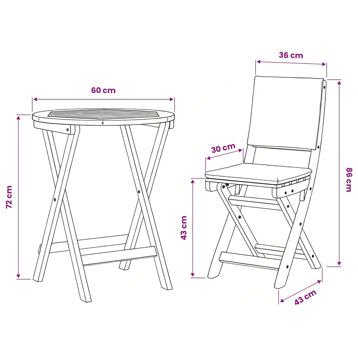 Folding Bistro Set 3 Piece Outdoor Dining Table Chairs Garden Patio Furniture