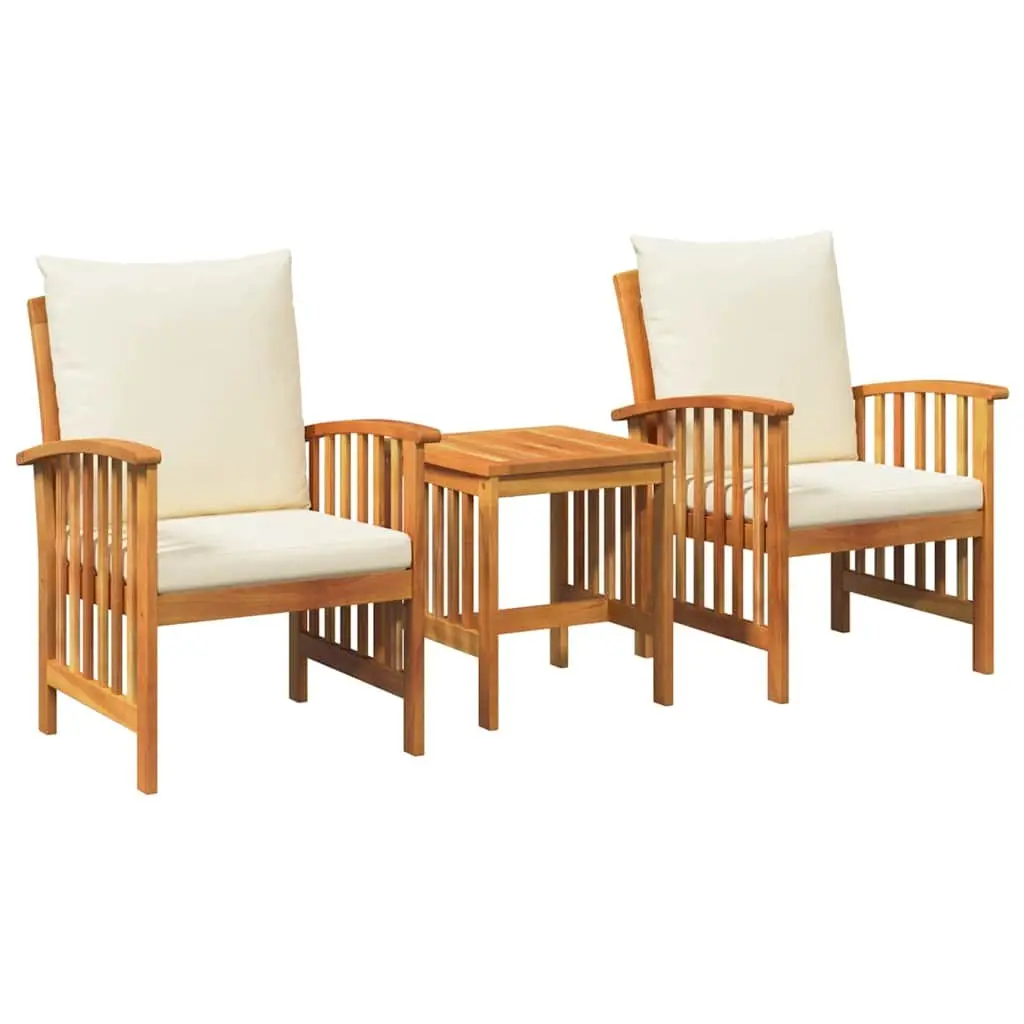 Garden Sofa Set Solid Acacia Wood 3 Piece Outdoor Armchairs Table Brown