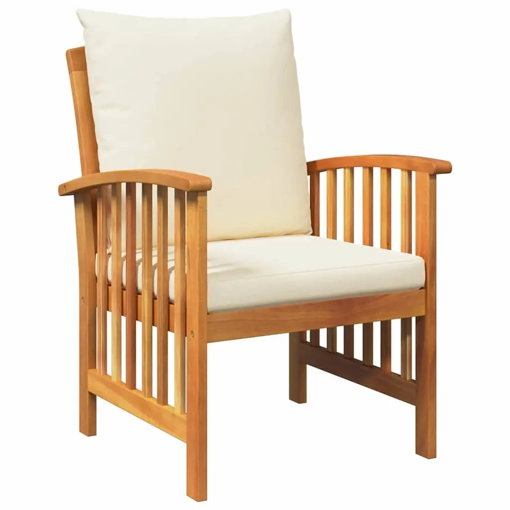 Garden Sofa Set Solid Acacia Wood 3 Piece Outdoor Armchairs Table Brown